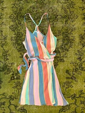 O'Neill Rainbow Stripe Mini Dress in Pastel Multi